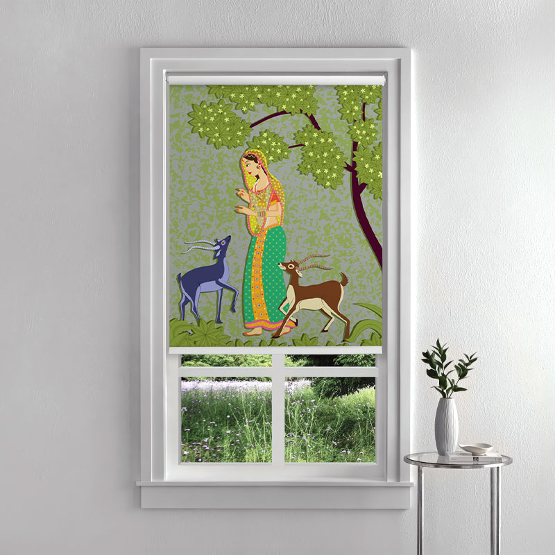 Indian Miniature Painting Serene Scene Inside Roller Blind