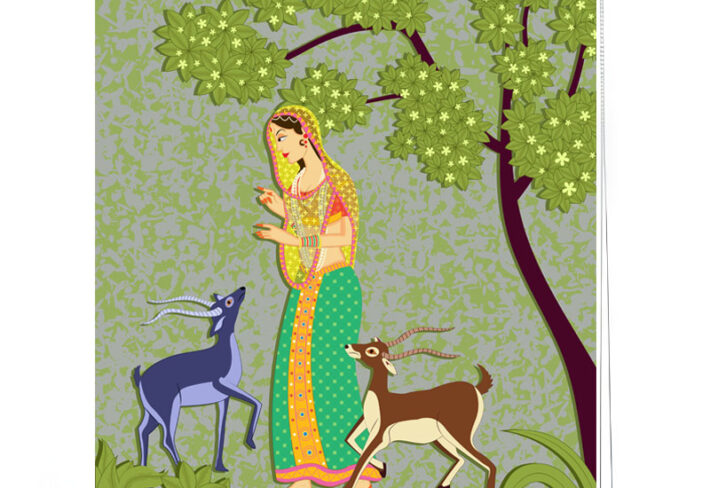 Indian Miniature Painting Serene Scene Roller Blind