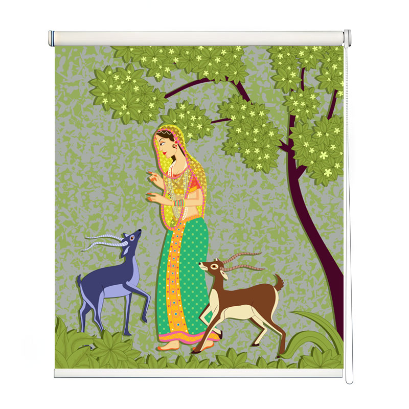 Indian Miniature Painting Serene Scene Roller Blind