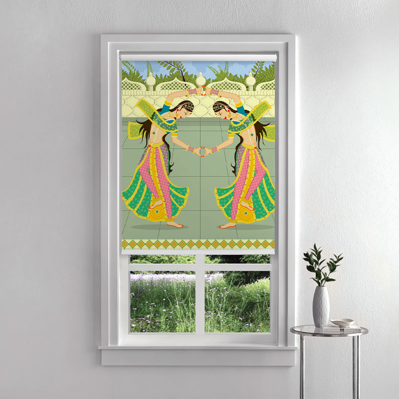 Traditional Indian Dancers Window Inside Roller Blind