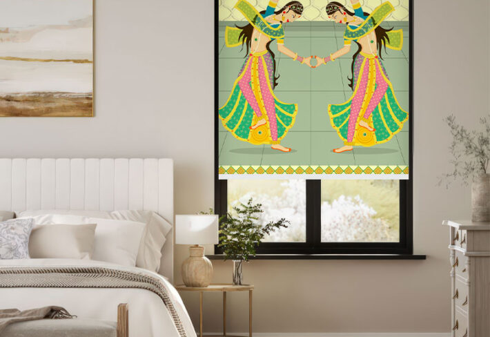 Traditional Indian Dancers Window Outside Roller Blind