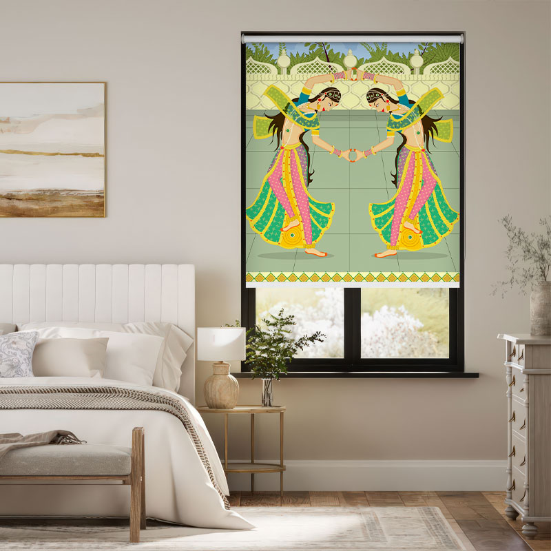 Traditional Indian Dancers Window Outside Roller Blind