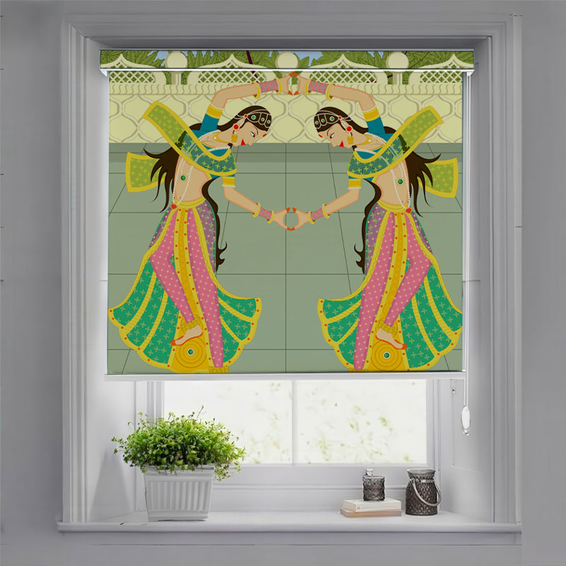 Traditional Indian Dancers Window Pelmet Roller Blind