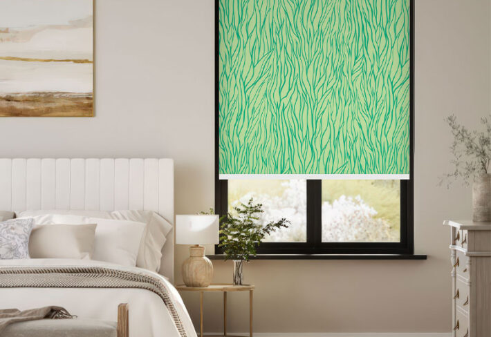 Modern Green Vines Pattern Outside Roller Blind