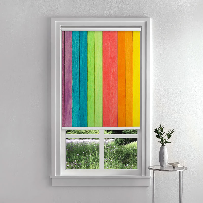 Rainbow Wood Plank Inside Roller Blind
