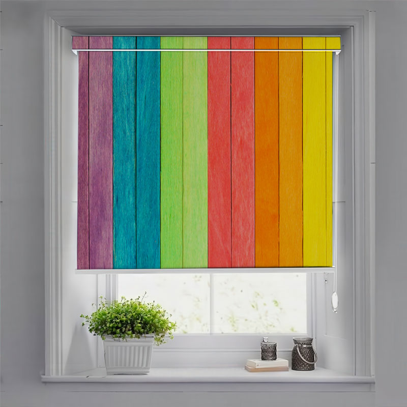Rainbow Wood Plank Pelmet Roller Blind