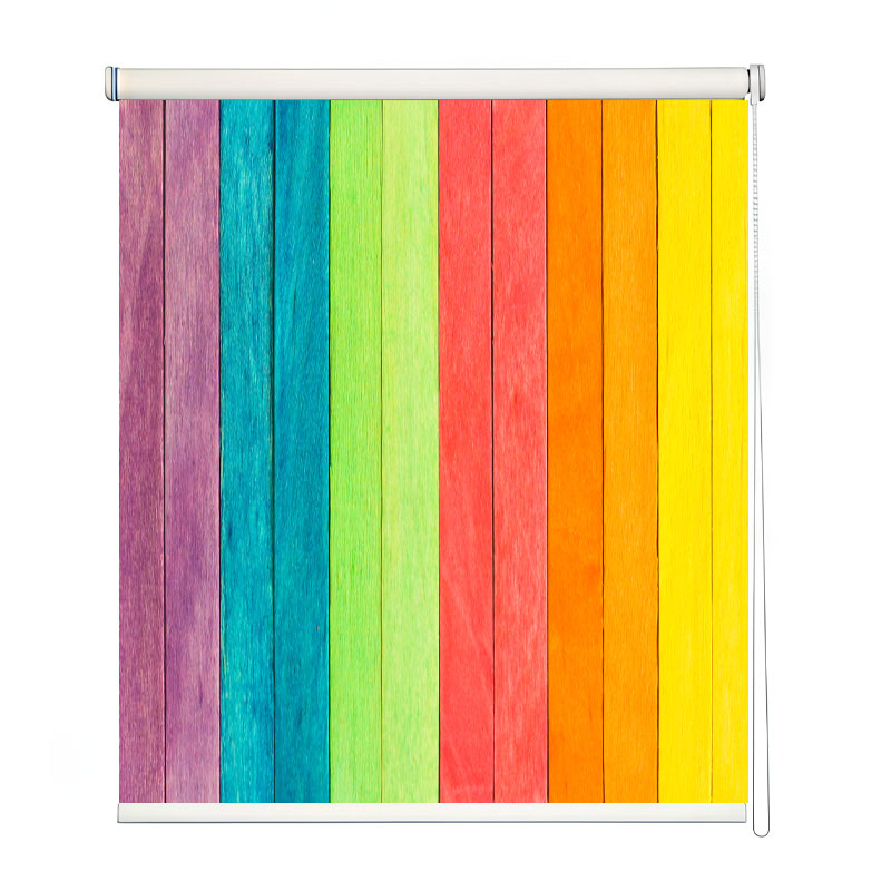 Rainbow Wood Plank Roller Blind