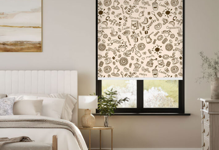 Kitchen Coffee Pattern Outside Roller Blind