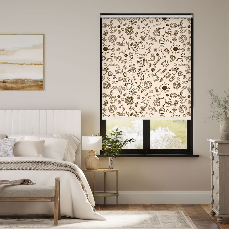 Kitchen Coffee Pattern Outside Roller Blind