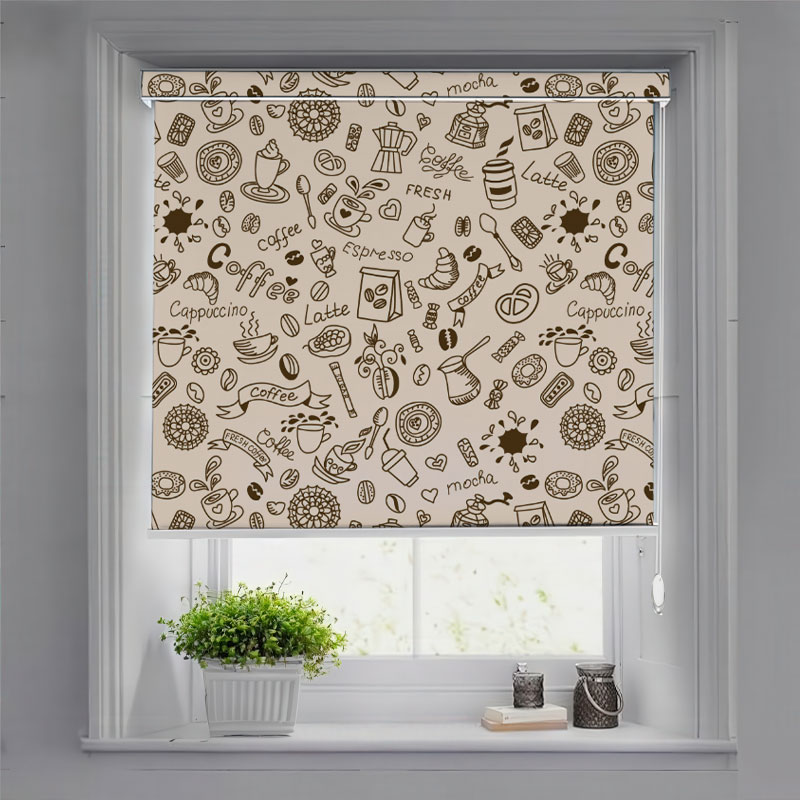 Kitchen Coffee Pattern Pelmet Roller Blind