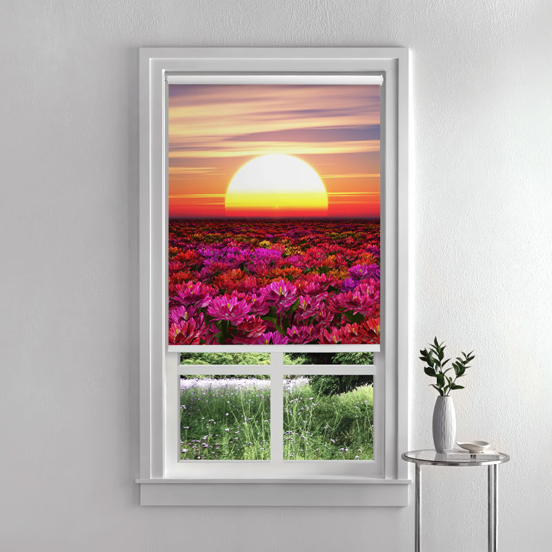 Vibrant Floral Meadow Window Inside Roller Blind
