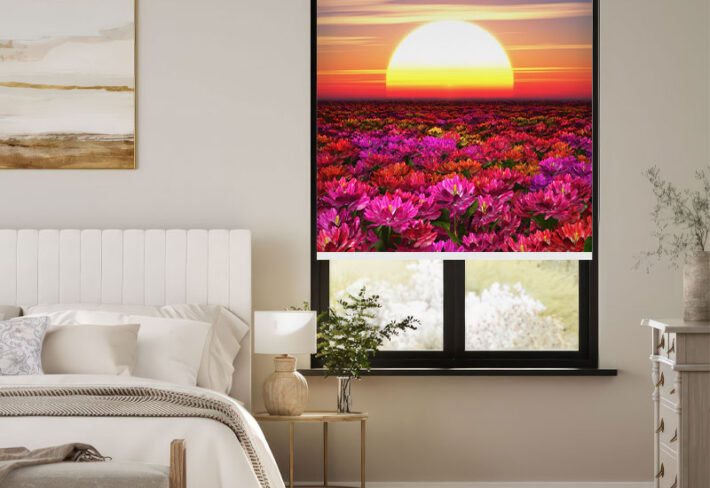 Vibrant Floral Meadow Window Outside Roller Blind