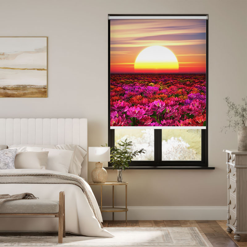 Vibrant Floral Meadow Window Outside Roller Blind