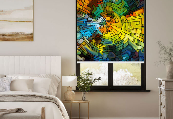 Colorful Geometric Mosaic Outside Roller Blind