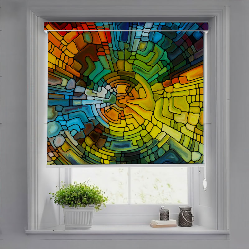 Colorful Geometric Mosaic Pelmet Roller Blind