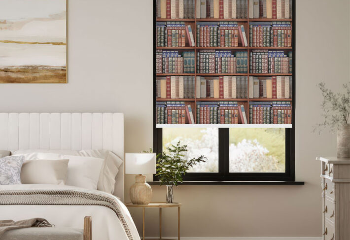 Classic Bookshelf Window Outside Roller Blind