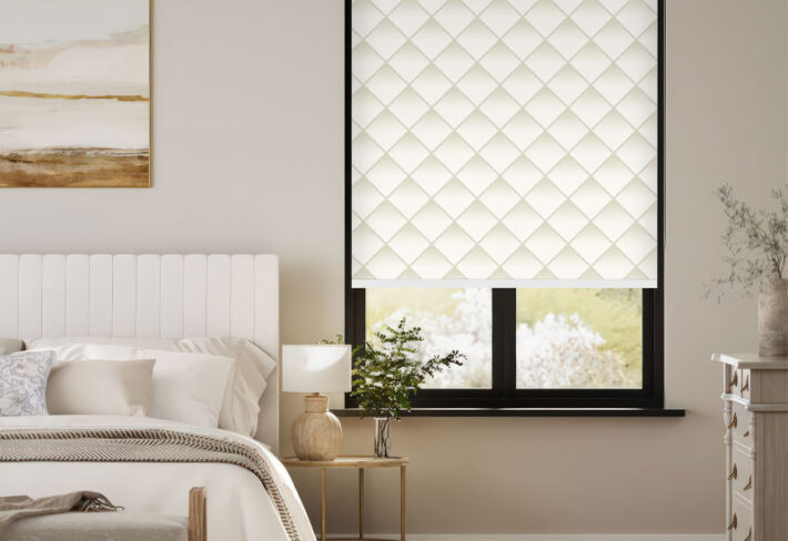 Subtle Beige Diamond Quilt Outside Roller Blind