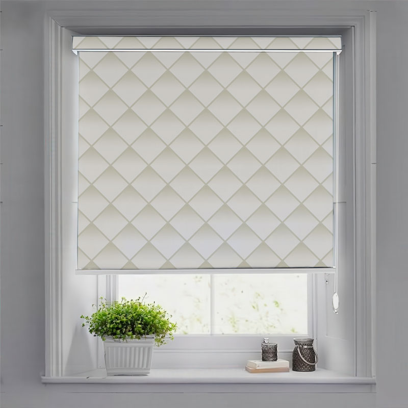 Subtle Beige Diamond Quilt Pelmet Roller Blind