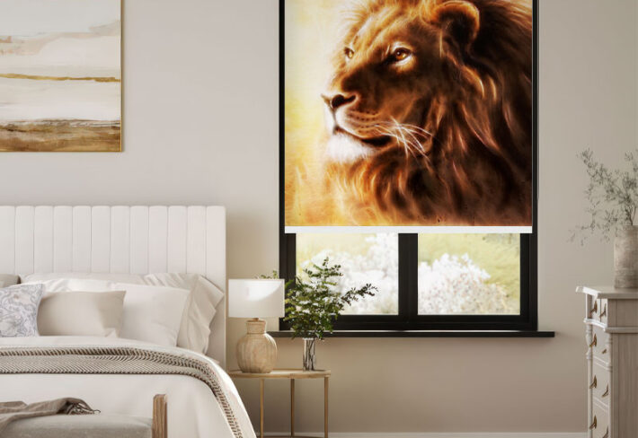Majestic Lion Portrait Outside Roller Blind