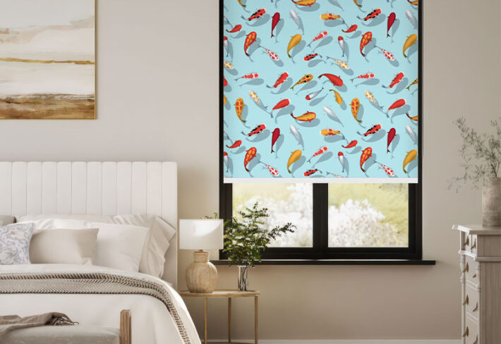Calming Koi Print Window Outside Roller Blind
