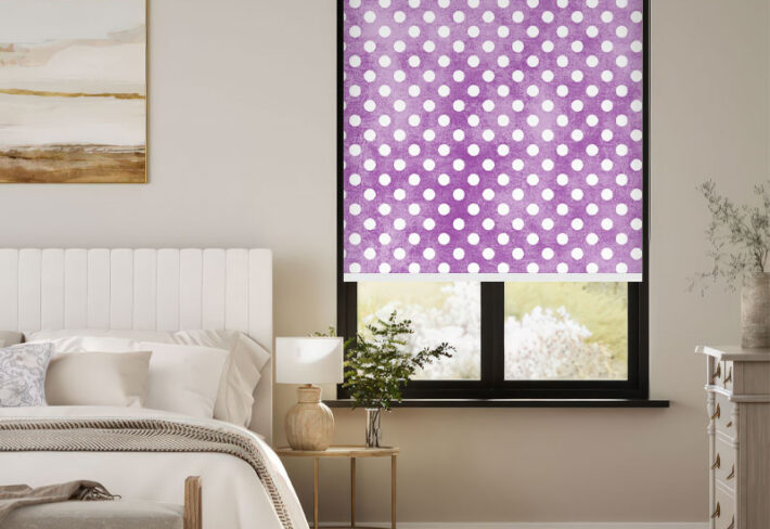 Distressed Purple Polka Dot Outside Roller Blind