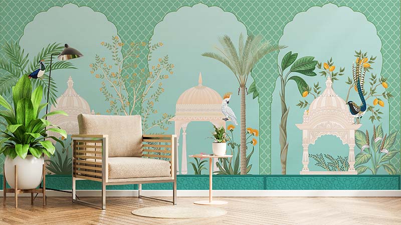 Aangan-Indian-Courtyard-Jharokha-Wallpaper-Mural-M