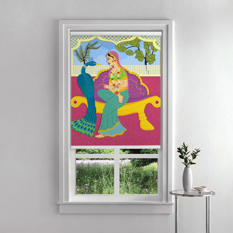 Folk-Art-Style-Indian-Royal-Scene-Inside-Roller-Blind