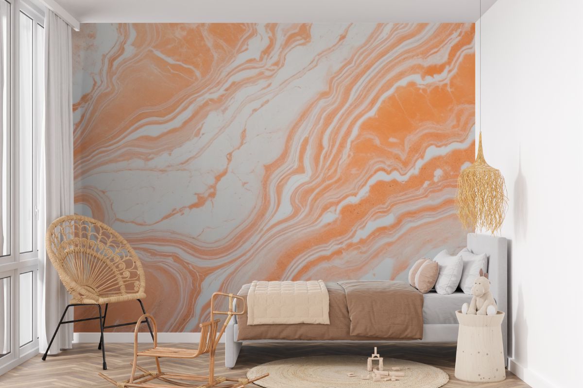 Marmor, Peach Fuzz Marbelized Wallpaper