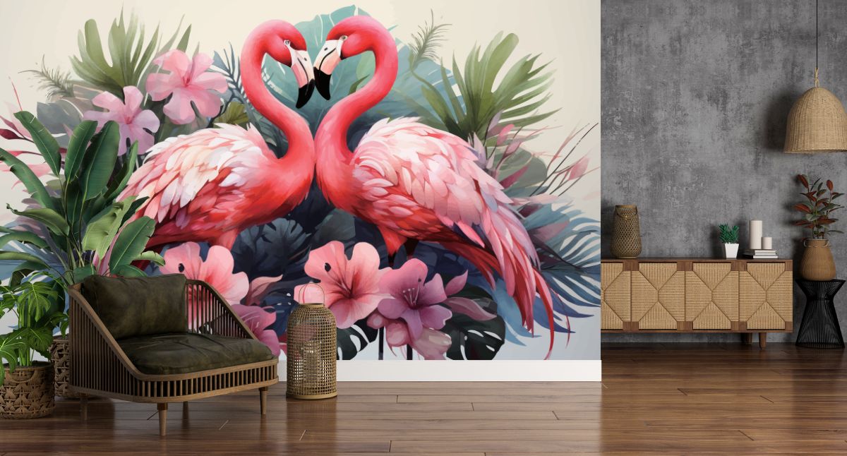 Flamingo Couple Wallpaper Mural