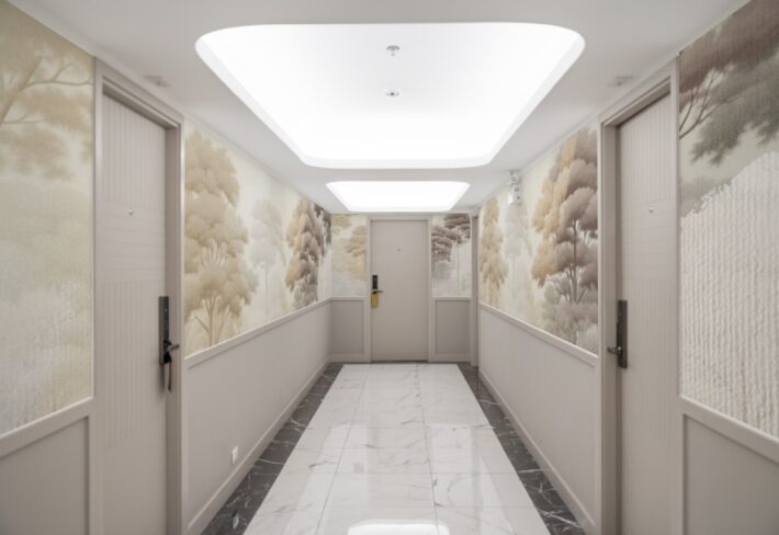 Aranyam, Neutral Hand Drawn Effect Nostalgic Forest Landscape Art wallpaper