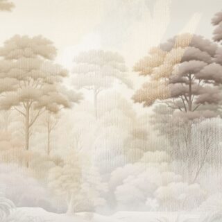 Aranyam, Neutral Hand Drawn Effect Nostalgic Forest Landscape Art wallpaper