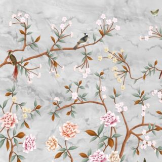 Charulata, Traditional Garden Birds and Floral Vines Wallpaper