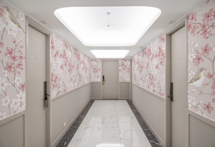 Twittering, Aesthetic Pink Bird and Flower Wallpaper