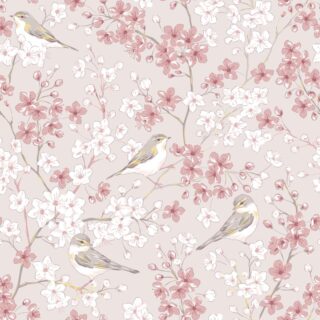 Twittering, Aesthetic Pink Bird and Flower Wallpaper