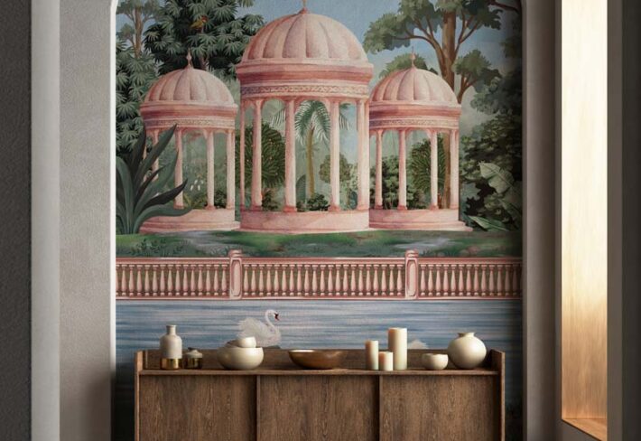 Neermahal, Tranquil Palace Garden by the Lake Mural
