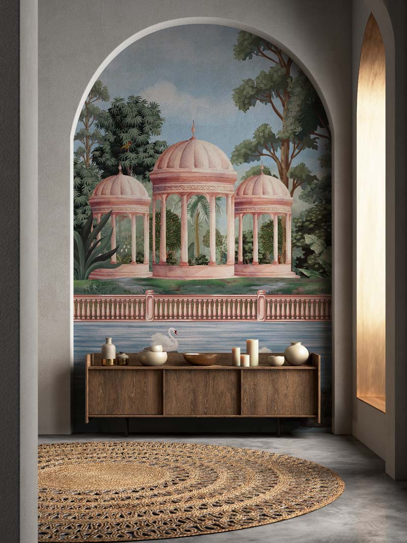 Neermahal, Tranquil Palace Garden by the Lake Mural