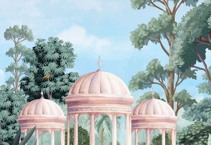 Neermahal, Tranquil Palace Garden by the Lake Mural