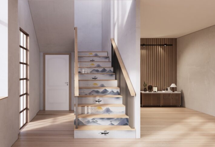 Stillrise, Chinese Style Abstract Ink Landscape Painting Wallpaper Mural