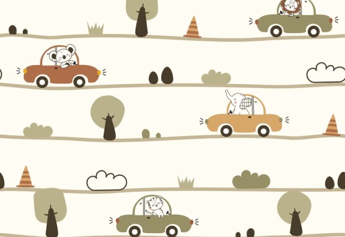 Vroomland, Cute Safari Friends on the Go Wallpaper