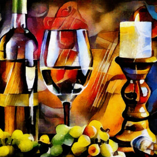 Melody, Abstracted Wine & Candle Art Wallpaper