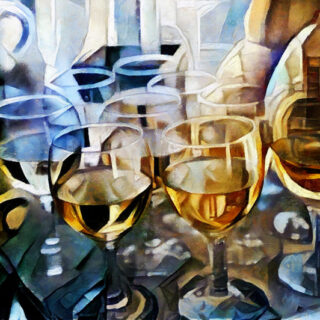 Palette, Expressionist Wine Reflections Wallpaper