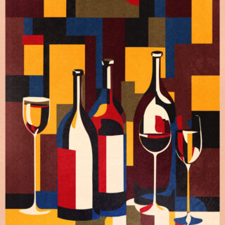 Varnish, Abstract Cubist Bottle Design Mural