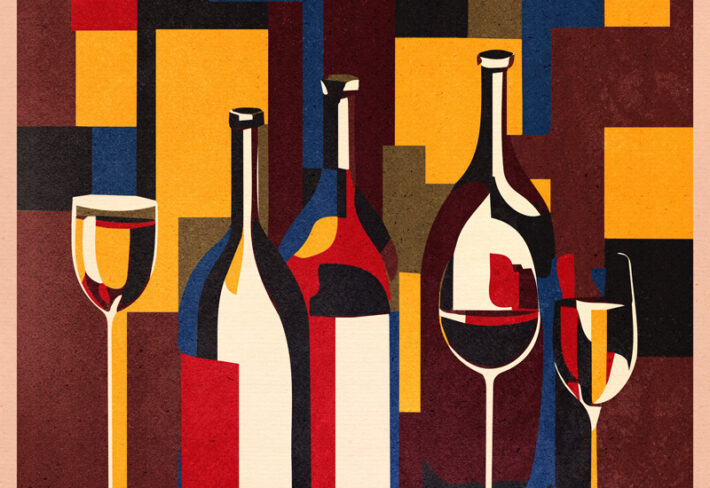Varnish, Abstract Cubist Bottle Design Mural