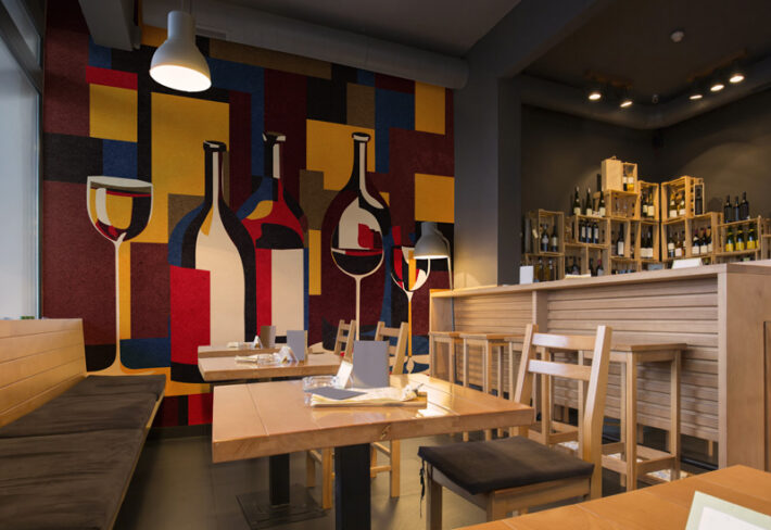 Varnish, Abstract Cubist Bottle Design Mural