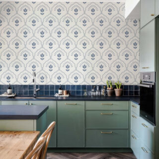 Bloomcrest, Scalloped Floral Harmony Wallpaper