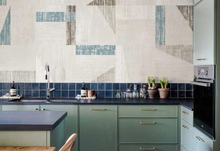 Lineworks, Distressed Geometric Accent Wallpaper