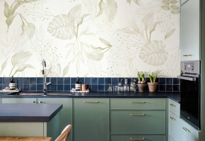 Luminera, Muted Tropical Line-Art Wallpaper