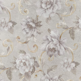 Sablebloom, Antique Scroll and Peony Design Wallpaper