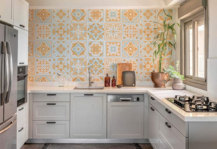 Solterra, Pastel Mediterranean Tile Wallpaper