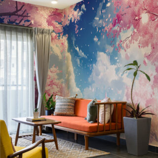 Aetheria, Dramatic Pink Blossom Cloudscape Wallpaper